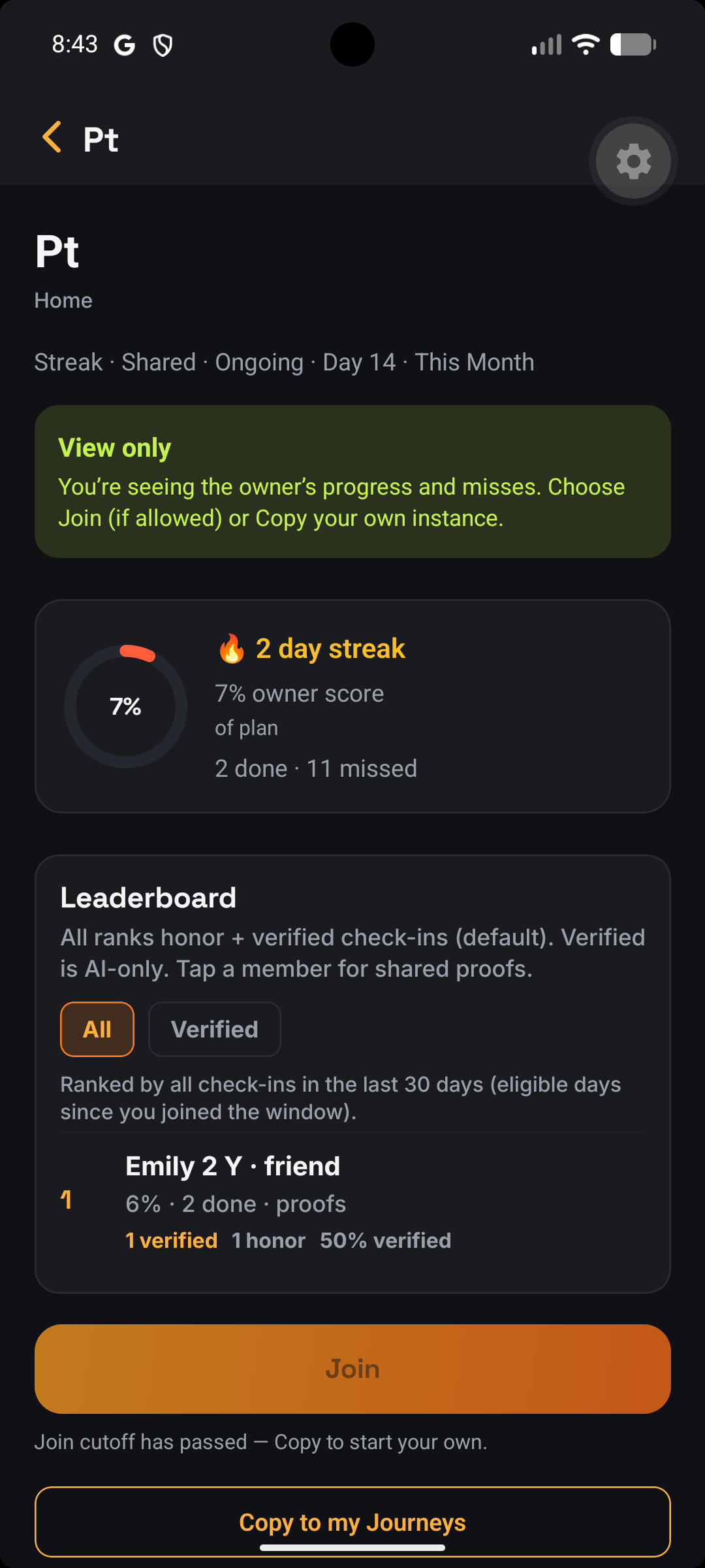 Motivus shared Journey leaderboard
