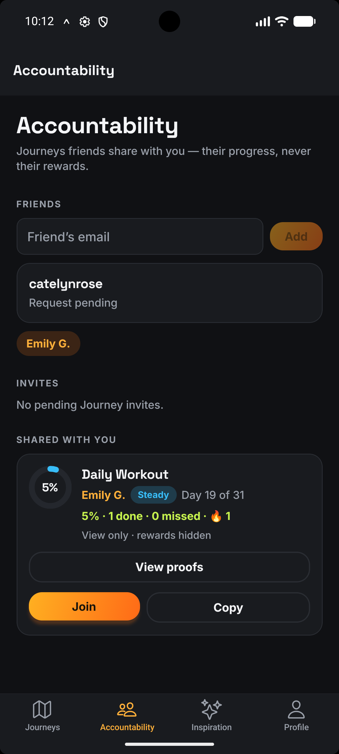 Motivus Accountability tab